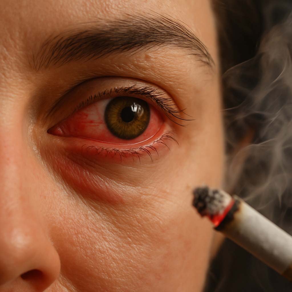 dry red irritated eyes smoking exposure